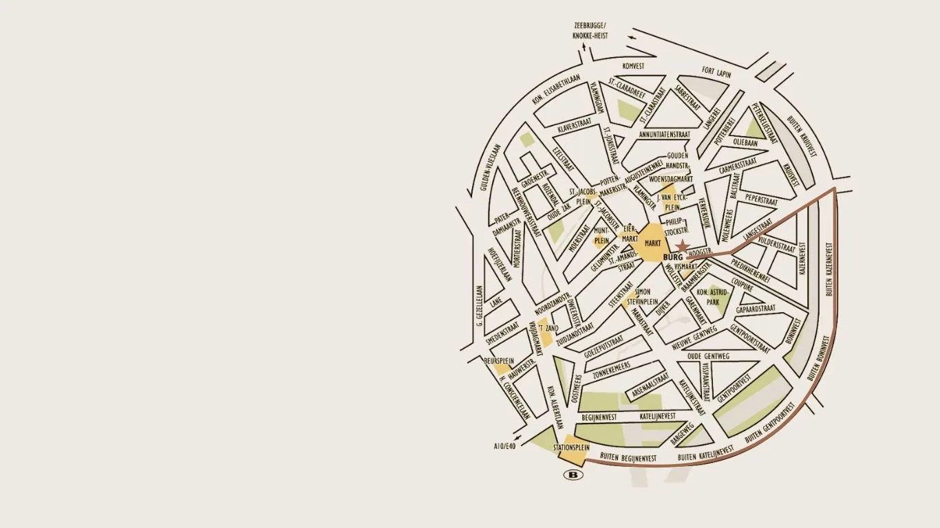 Map of Bruges and Hotel Malleberg