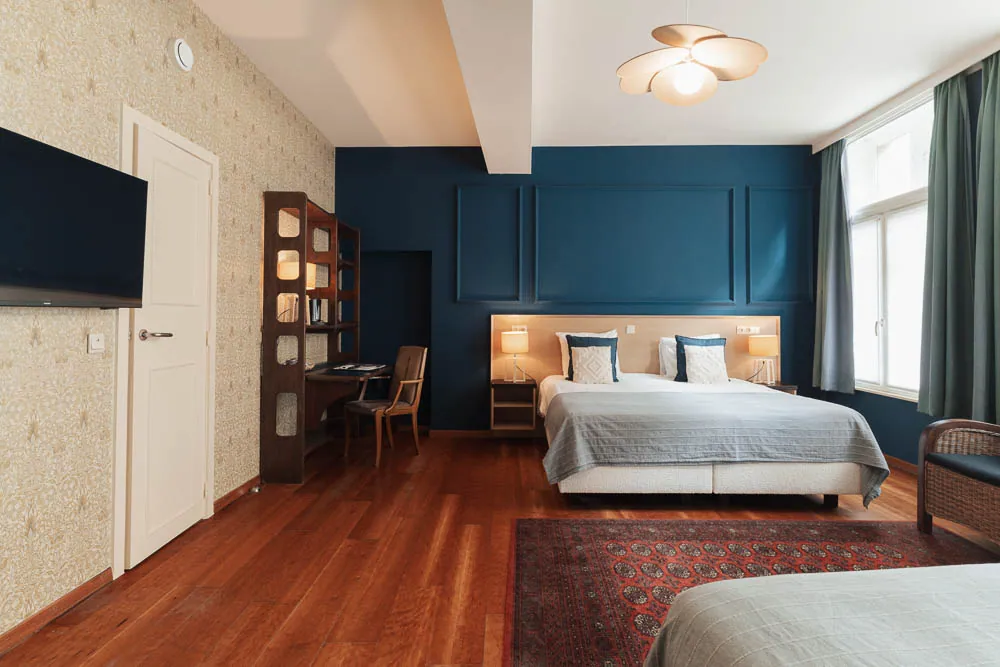 Blue guest room